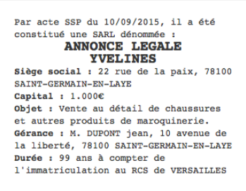 annonce legale yvelines